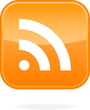 rss simgesi simgesi Concept ile beyaz bir arka planda turuncu goss alt gölge