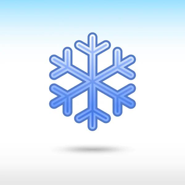 Blue satin snowflake sign web icon. — Stock Vector