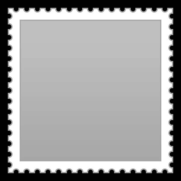 Sello postal en blanco gris mate sobre fondo negro — Vector de stock