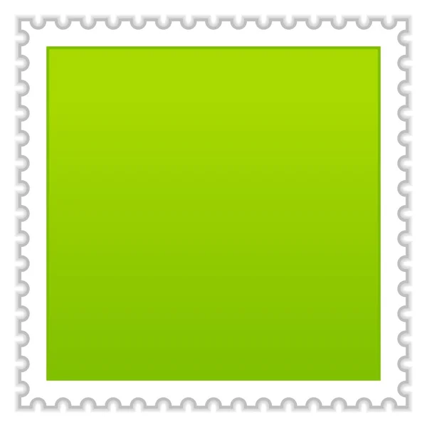 Timbre-poste blanc vert mat avec ombre sur fond blanc — Image vectorielle