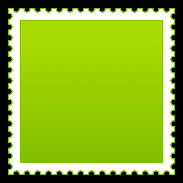 Sello postal en blanco verde con estera sobre fondo negro — Vector de stock