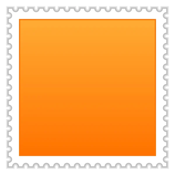 Timbre-poste blanc orange mat avec ombre sur fond blanc — Image vectorielle