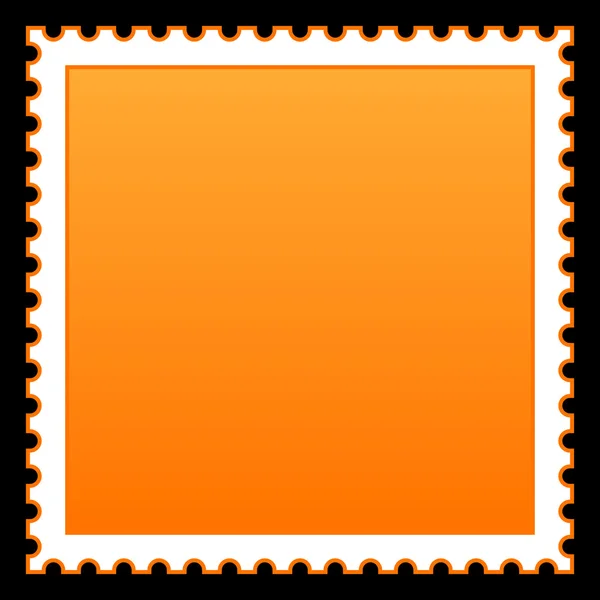 Sello postal en blanco naranja mate sobre fondo negro — Vector de stock