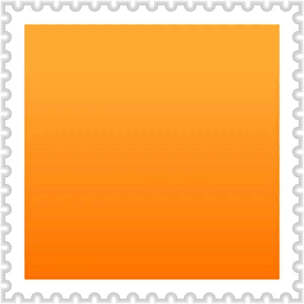 Sello postal en blanco naranja mate con sombra sobre fondo blanco — Vector de stock