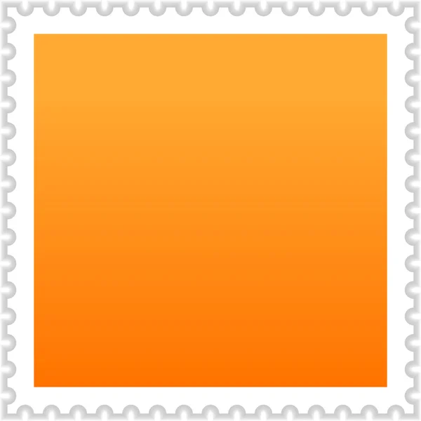 Timbre-poste blanc orange mat avec ombre sur fond blanc — Image vectorielle