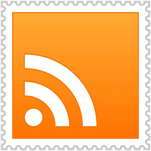 Oranje postzegels met rss-symbool op een witte achtergrond — Stockvector