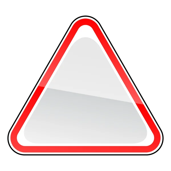 Red triangular blank attention warning sign on white — Stock Vector