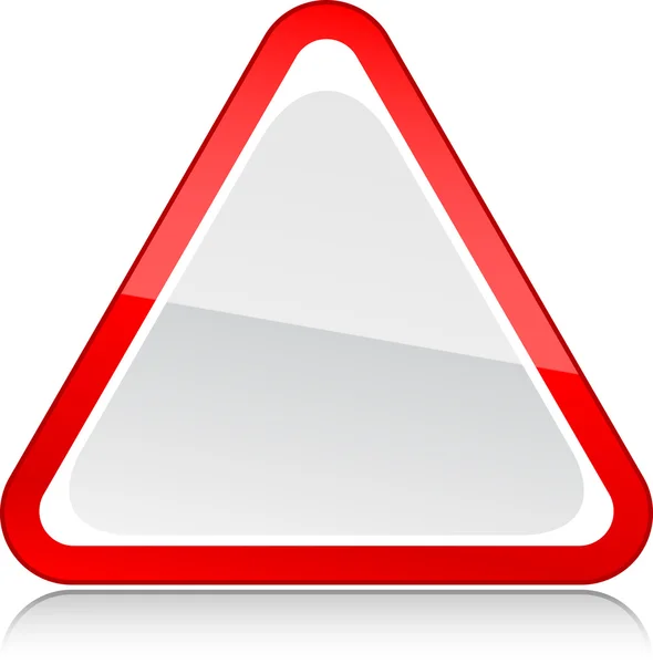 Red triangular blank attention warning sign on white background — Stock Vector