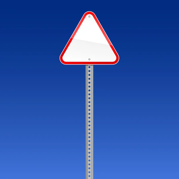 Dreieckige leere rote Verkehrsschilder mit Mast am blauen Himmel — Stockvektor