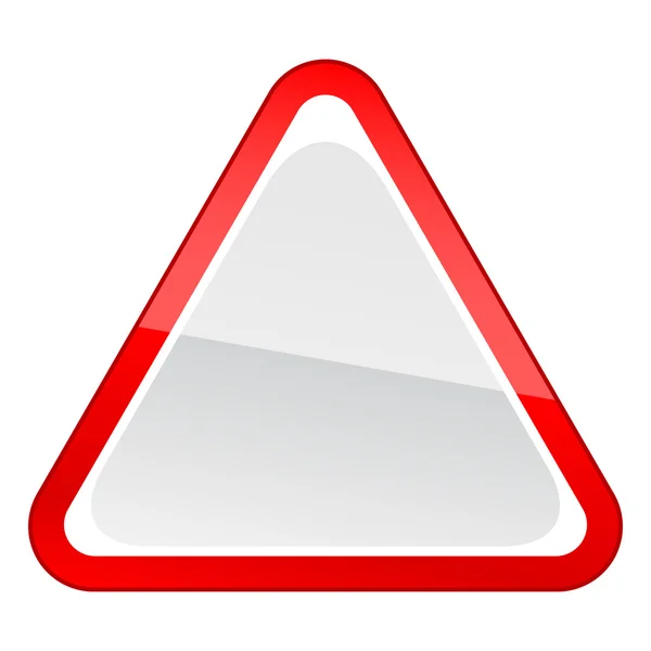 Vermelho triangular sinal de aviso de atenção em branco no fundo branco — Vetor de Stock