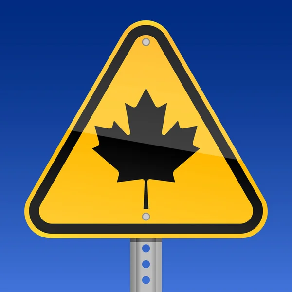 Varning vägskylt med kanadensiska maple leaf — Stock vektor
