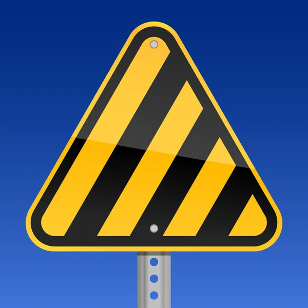 Señal de advertencia de tráfico con rayas de advertencia en un fondo del cielo — Vector de stock