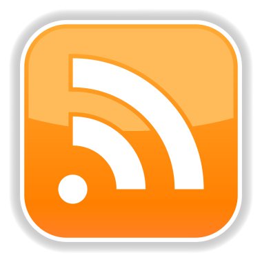 rss Icon simge kavramı ve gölge beyaz bir arka planda turuncu düğmesine
