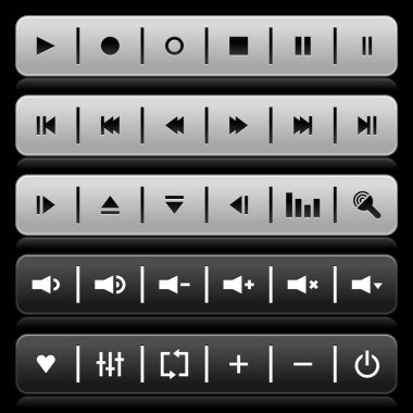 gri ve siyah medya kontrol siyah arka plan yansıması ile Gezinti paneli