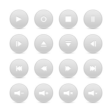 16 media audio video kontrol web 2.0 düğmeleri.