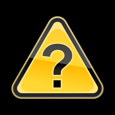 soru işareti sembol siyah zemin üzerine sarı tehlike uyarı işaretiyle