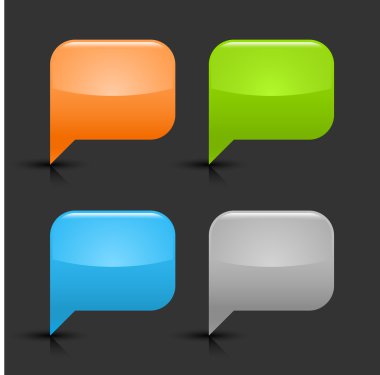 renkli parlak boş konuşma balonu simgesi web 2.0 düğme siyah gölge ve gri arka plan gri yansıması ile