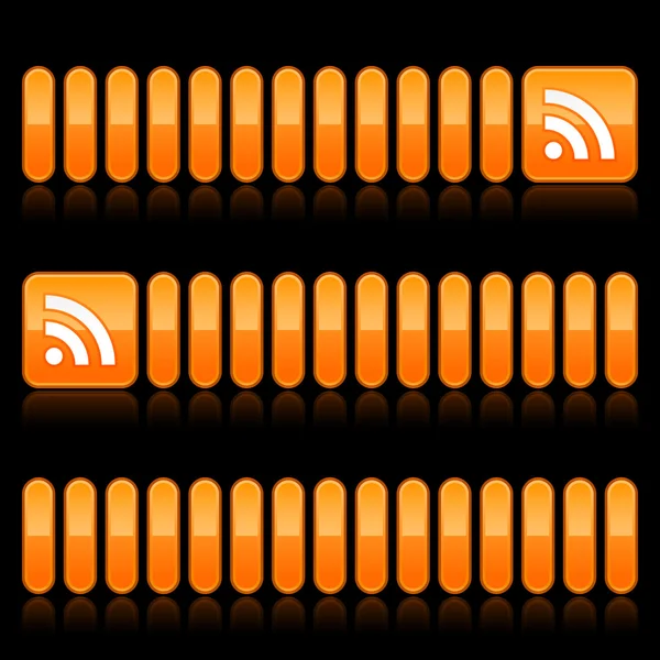 Orabge glans download bar med rss symbol og refleksion på en sort baggrund – Stock-vektor