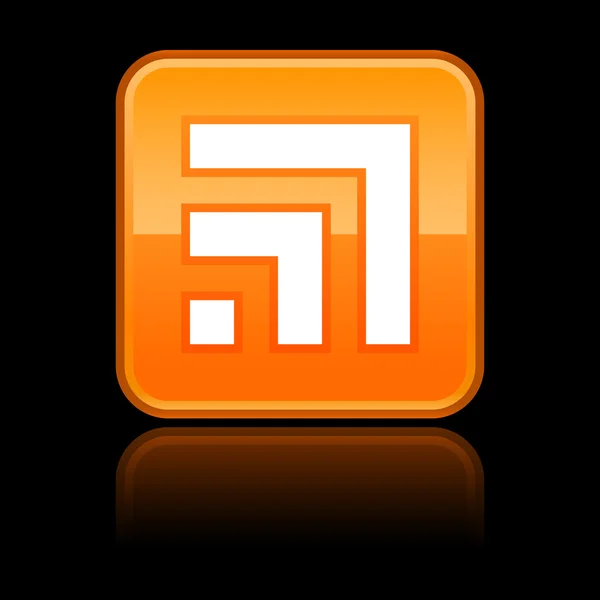 Orange glansig knappen med RSS-symbol på svart — Stock vektor