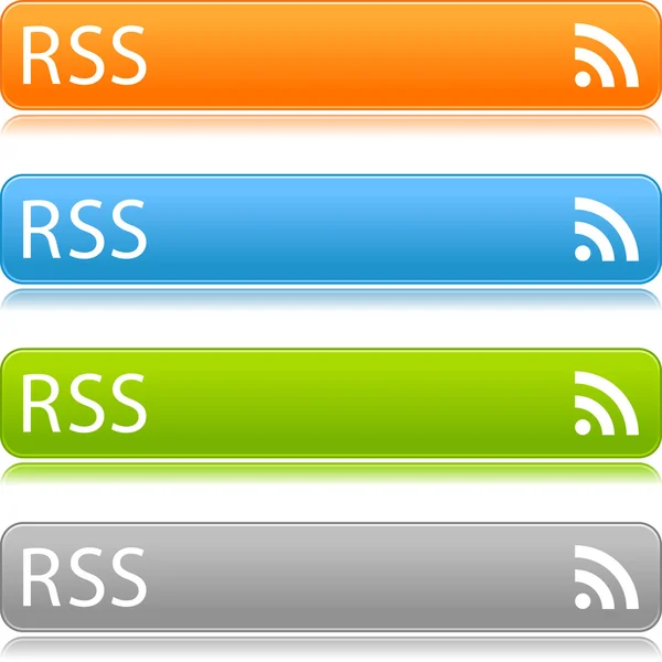RSS botones de satén barras de color sobre fondo blanco — Archivo Imágenes Vectoriales