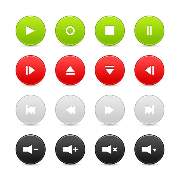 16 media audio video control web 2.0 buttons — Stock Vector