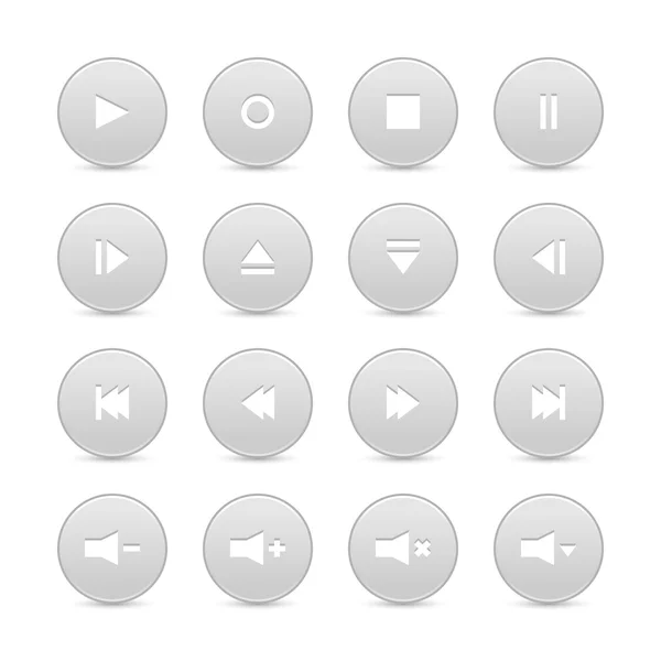 16 botones de control de vídeo de audio multimedia web 2.0 . — Archivo Imágenes Vectoriales