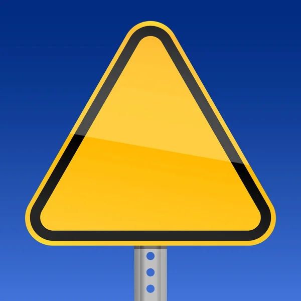 Blank yellow road warning sign on sky background — Stock Vector