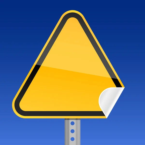 Segnale di avvertimento stradale giallo vuoto con angolo curvo — Vettoriale Stock