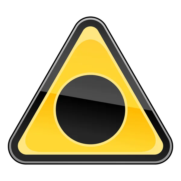 Yellow hazard warning sign with black hole symbol on white — Stock Vector