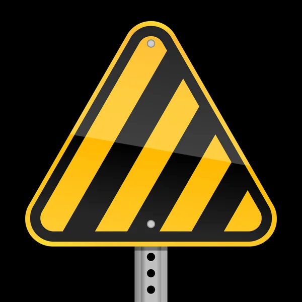 道路の警告のサイン、黒の背景に動作警告ストライプ — ストックベクタ