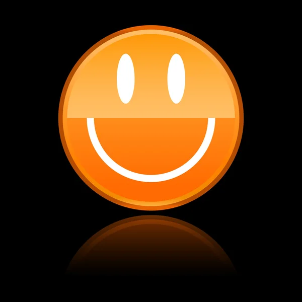 Glassy orange smiley face on black — Stock Vector