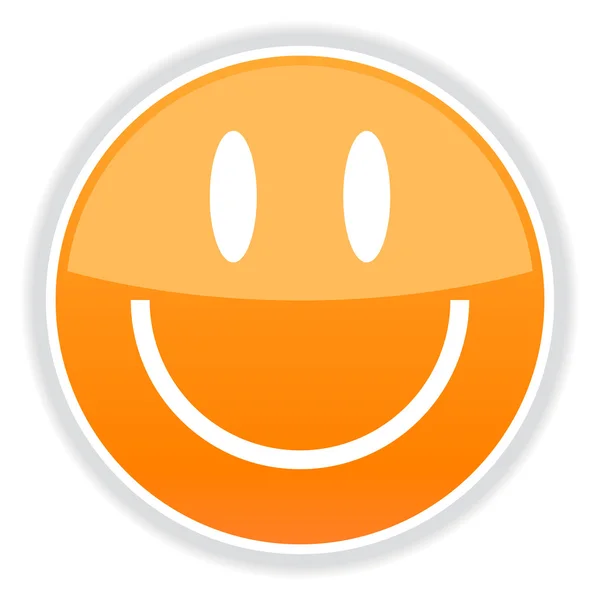 Cara sonriente naranja vidriosa sobre fondo blanco — Vector de stock