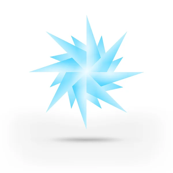 Floco de neve de papel Origami. Forma azul com sombra cinza no fundo branco. Esta ilustração vetorial salva em 10 eps — Vetor de Stock