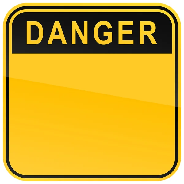 Yellow danger blank warning sign on a white background — Stock Vector