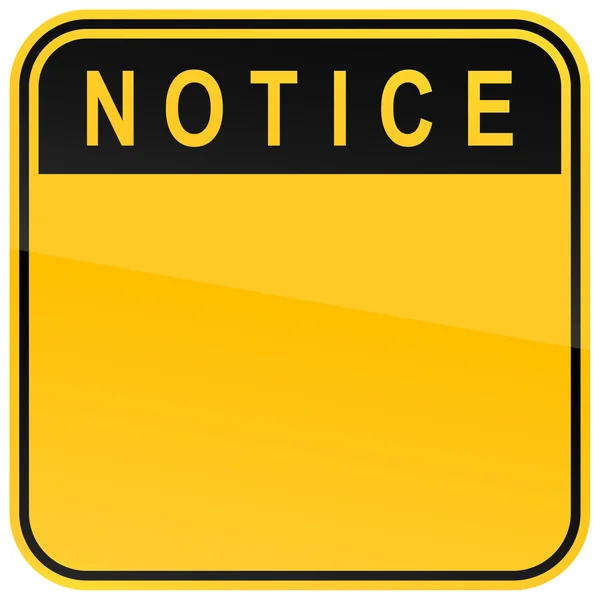 Yellow warning blank notice sign on a white background — Stock Vector