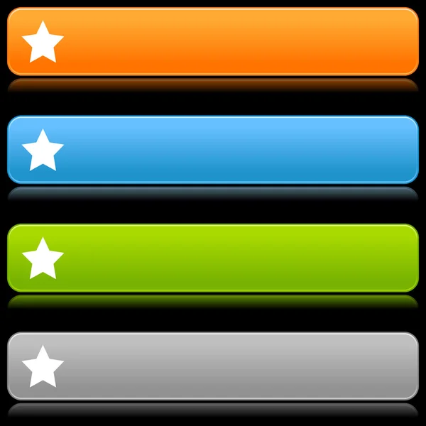 Tovigt rundade Färgknappar med stjärna symbol på svart — Stock vektor
