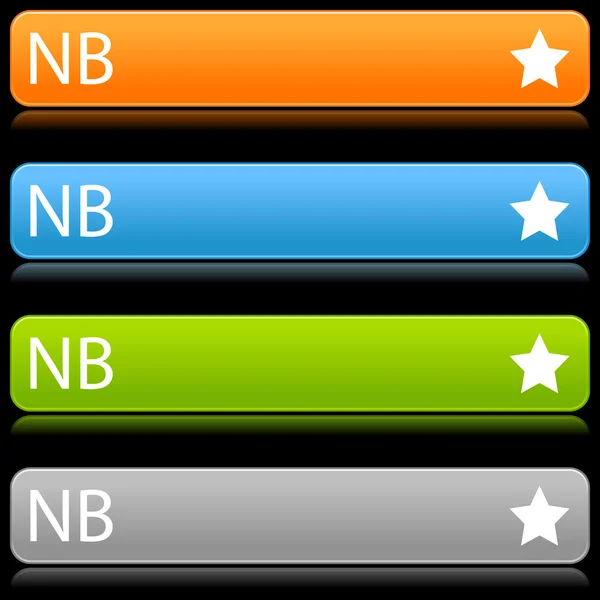 Matné barvy zaoblené tlačítka hvězda symbolem a textem na černém pozadí — Stockový vektor