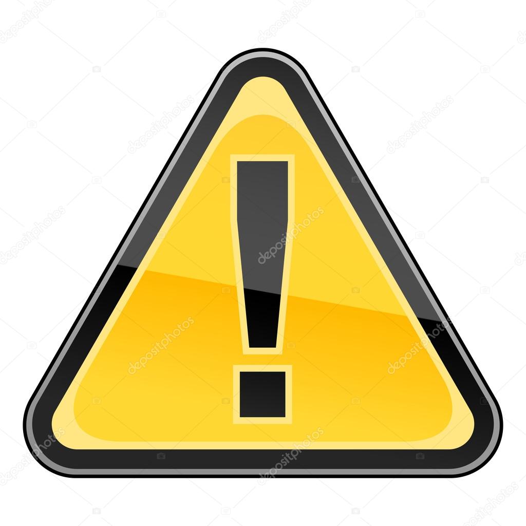 Hazard warning attention sign with exclamation mark symbol on