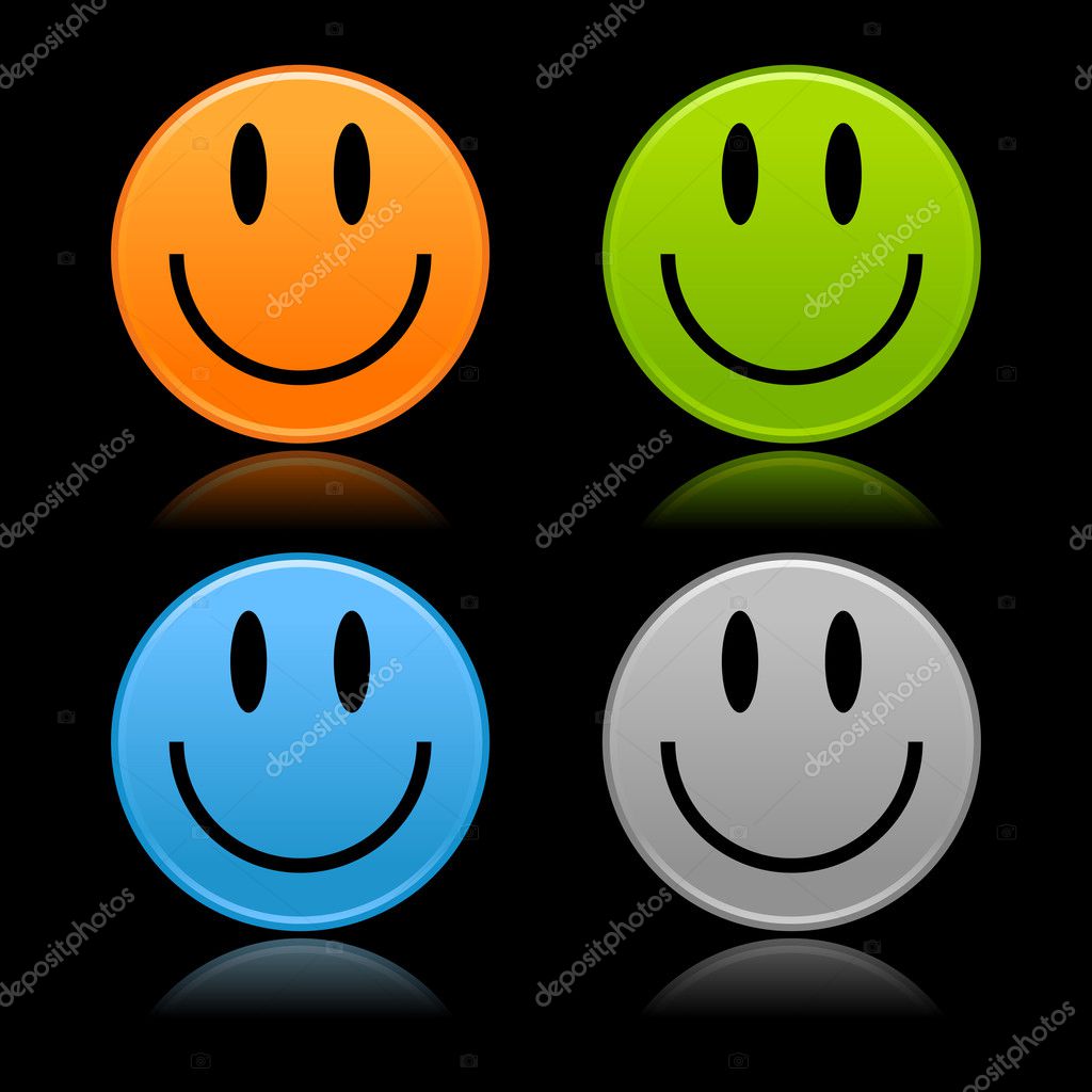 Matted colored smiley faces on black background Stock Vector Image by  ©ifeelgood #24054891