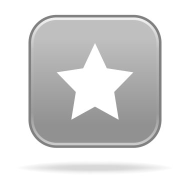 yıldız ve drop shadow beyaz ile gri yuvarlak kare düğme keçeleşmiş