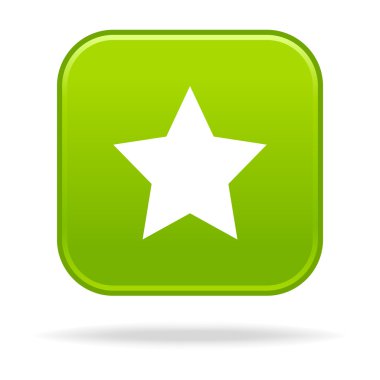 yeşil yuvarlak kare düğmeleri beyaz yıldız sembolü ve bırak gölge ile keçeleşmiş