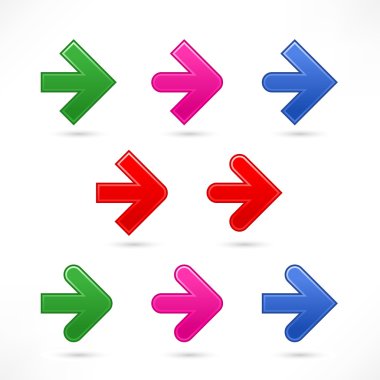 9 varyasyonları çıkartmaları ok. Beyaz gölge ile renkli web 2.0 biçimleri