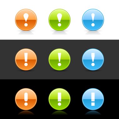 parlak web 2.0 butonları dikkat işareti ile renkli.