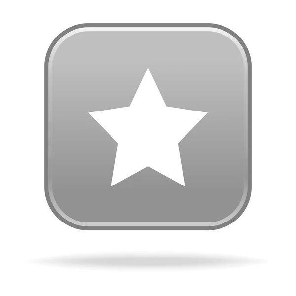 つや消しの白い星とドロップ シャドウと灰色の丸みを帯びた正方形ボタン — ストックベクタ