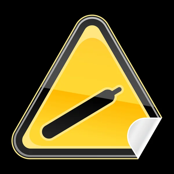 Señal de advertencia de peligro amarillo dorado con símbolo de gas sobre fondo negro — Vector de stock