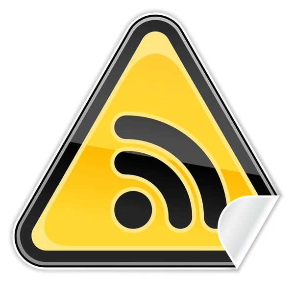 Aviso de perigo com símbolo RSS em um fundo branco — Vetor de Stock