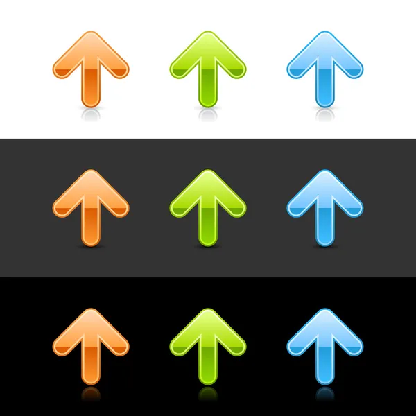 Flecha colorida brilhante para cima sinal web 2.0 ícones —  Vetores de Stock