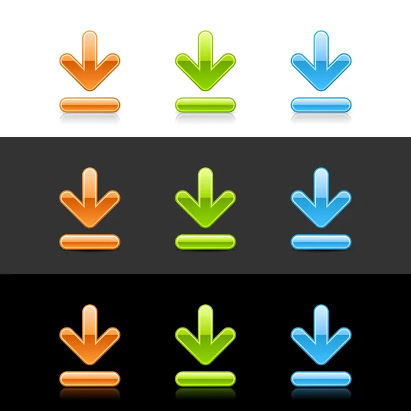 光沢のある色のダウンロード記号ボタン web 2.0 — ストックベクタ