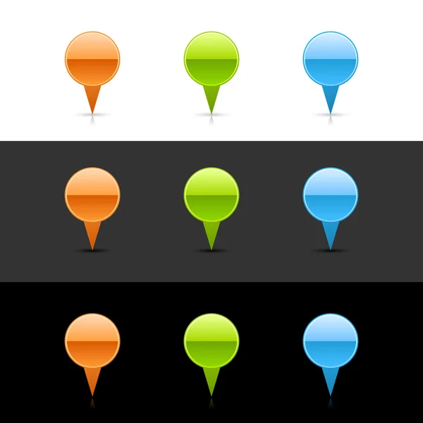 光沢のある色地図ピン記号 web 2.0 のボタン — ストックベクタ