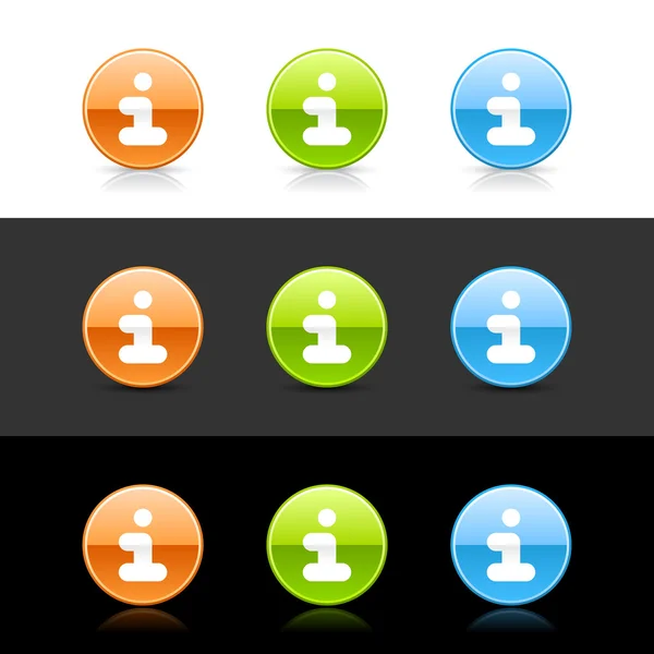 Boutons web 2.0 de couleur brillante avec signe info — Image vectorielle